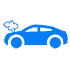 A Blue icon with a car that has problems