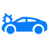 A blue icon with a blown engine car