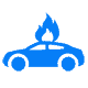 A Blue icon with a car on fire