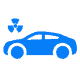 A blue icon with a car and biohazard sign