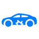 A blue icon with a frame damaged car