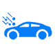 A blue icon with a car being hit by hail