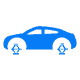 A blue icon with a car without tires