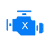 A blue icon with an X on an engine